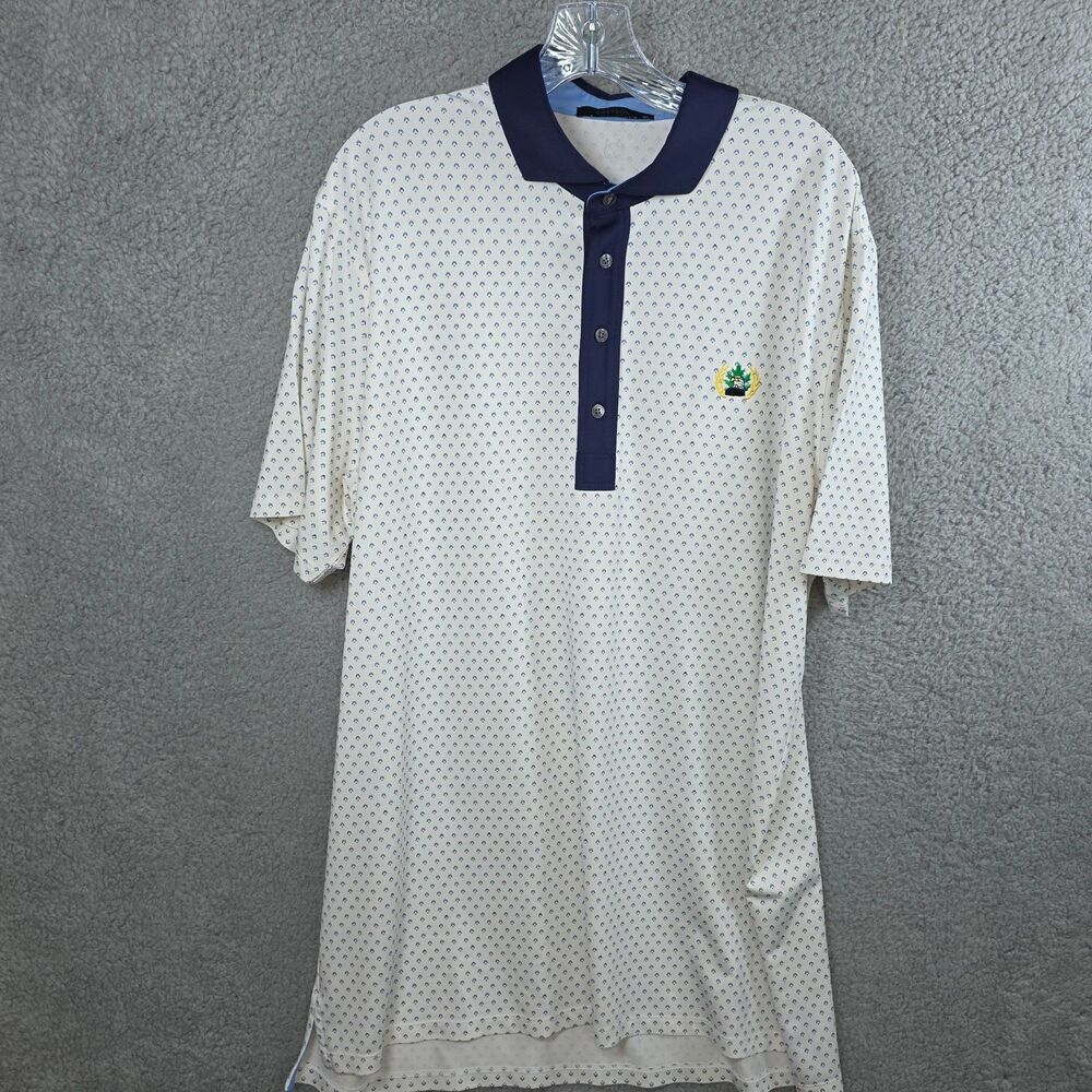 Greyson Golf Polo Shirt White with Blue Patterns Performance Eagle Size XL